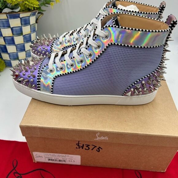 Men’s Christian Louboutin Lou Pik Pik Orlato flat high top sneakers size 44.5 - Picture 6 of 13